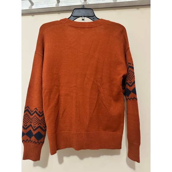 New Olivia Sky Women's Burnt Orange and Navy V Neck Cardigan with Pockets Size s - Picture 3 of 8